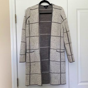 Cozy long gray and white cardigan